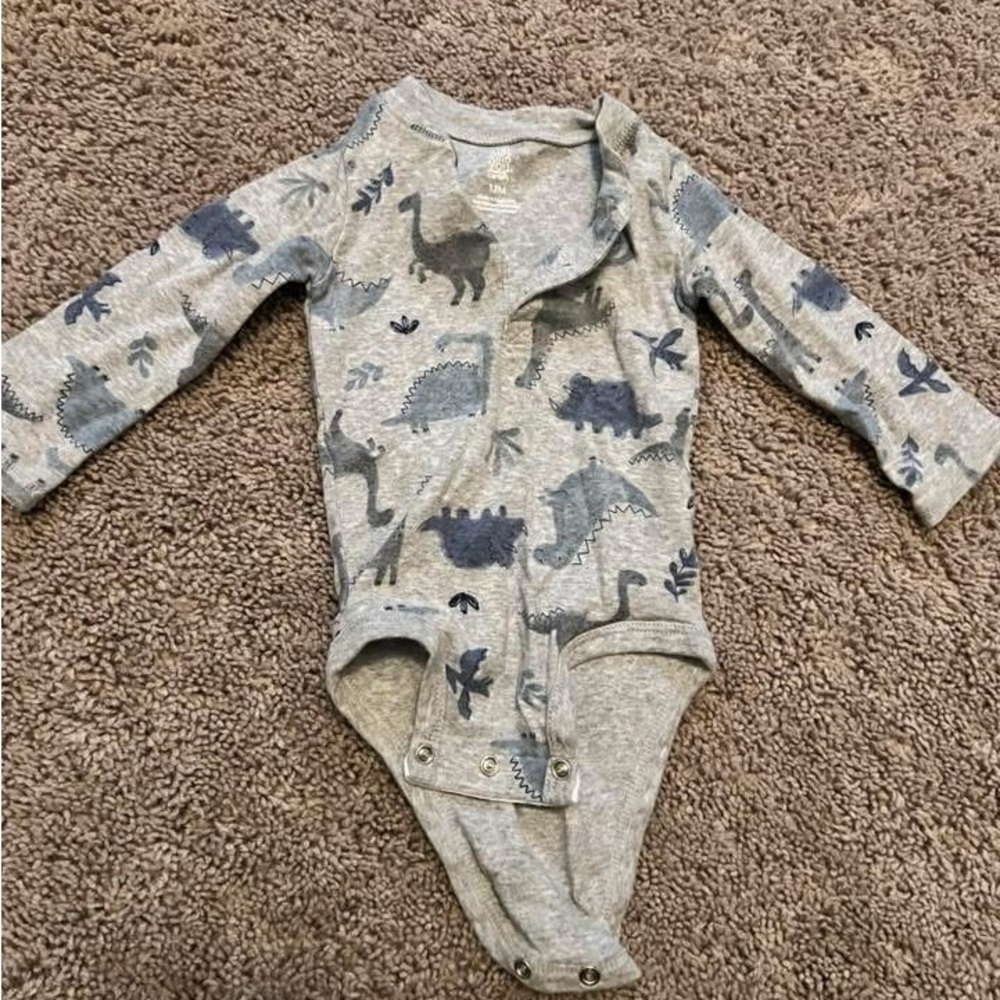 Carter's Boys Gray and Blue Dinosaur Bodysuit